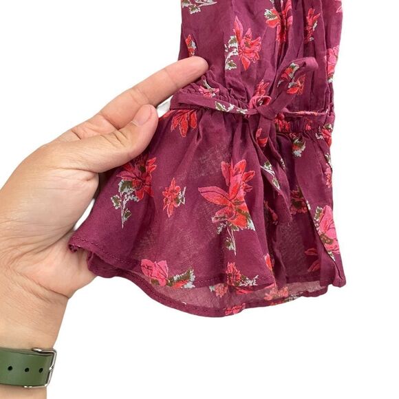 Free People Amanda Ruffle Top Sultry Combo floral wrap blouse size XS new - Picture 5 of 11